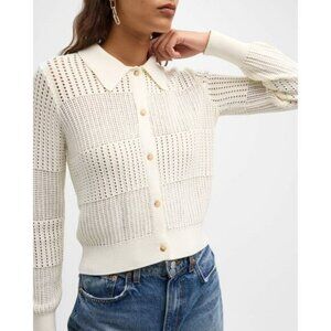 FRAME Shrunken Crochet Cardigan Ivory / Off White Women's Size Small